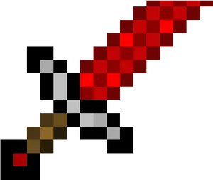 Minecraft Diamond Sword Pixel Art PNG Image