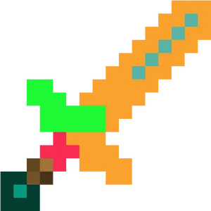 Minecraft_ Diamond_ Sword_ Pixel_ Art.png PNG Image