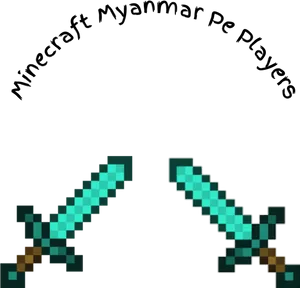 Minecraft Diamond Swords Graphic PNG Image