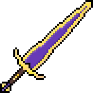 Minecraft Enchanted Sword Pixel Art PNG Image