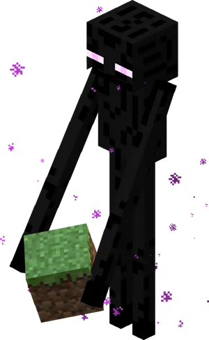 Minecraft_ Enderman_ Holding_ Block PNG Image