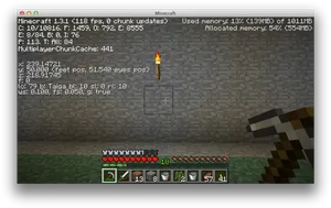 Minecraft_ Gameplay_ Screenshot_with_ Debug_ Screen PNG Image