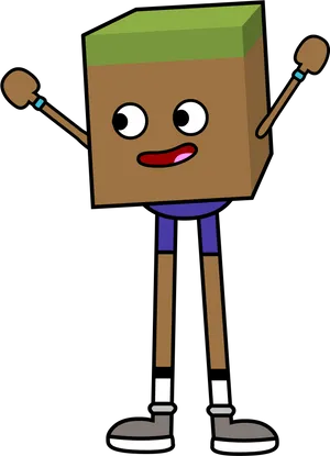 Minecraft Grass Block Character Cartoon PNG Image