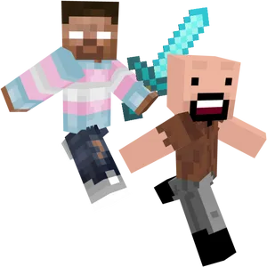 Minecraft Herobrineand Steve Adventure PNG Image