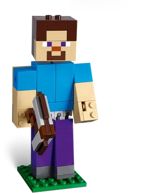 Minecraft Lego Character Holding Pickaxe PNG Image