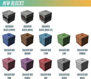 Minecraft_ New_ Blocks_ Observer_ Shulker_ Boxes PNG Image