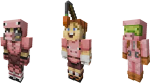 Minecraft Pig Themed Skins PNG Image