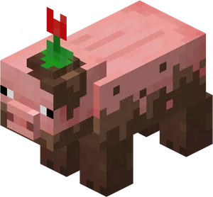 Minecraft_ Pig_with_ Saddle.png PNG Image