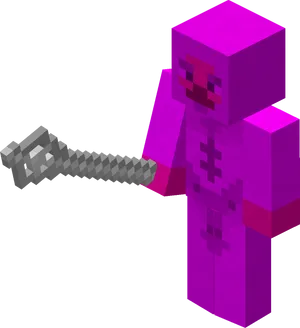 Minecraft_ Purple_ Character_ With_ Pickaxe PNG Image