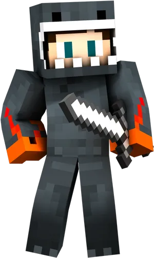 Minecraft Skin Warriorwith Sword PNG Image