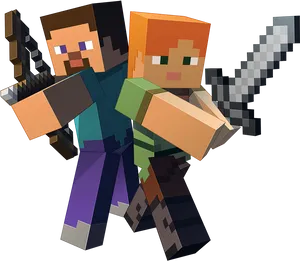 Minecraft_ Steve_and_ Alex_ Adventure PNG Image