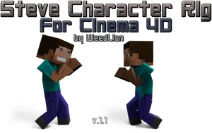 Minecraft_ Steve_ Character_ Rig_ Cinema4 D_ Promo PNG Image