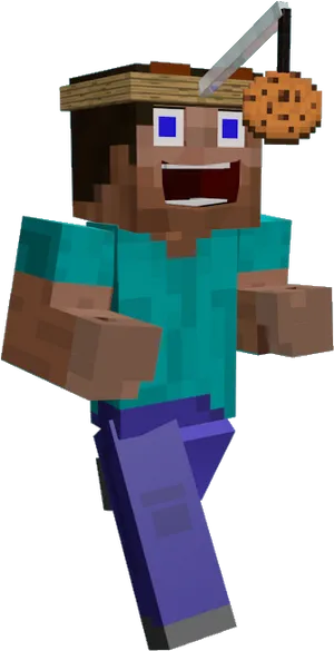 Minecraft Steve Cookie Hat Smile PNG Image