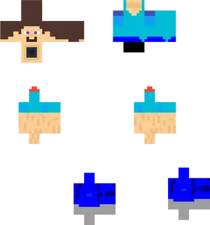 Minecraft Steve Skin Components PNG Image