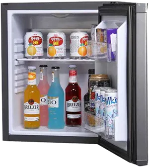 Mini Fridgewith Drinksand Snacks PNG Image