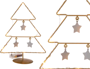 Minimalist Christmas Tree Lightsand Stars PNG Image