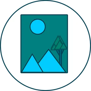 Minimalist Mountain Landscape Icon PNG Image