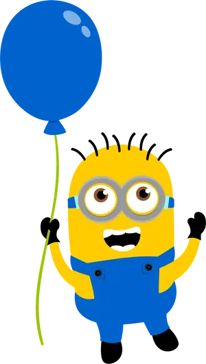 Minion With Blue Balloon PNG Image