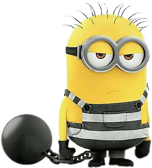 Minion_with_ Chained_ Weight PNG Image