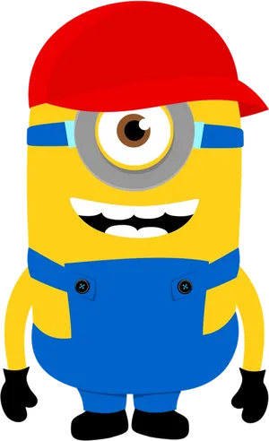 Minion_with_ Red_ Cap_ Clipart PNG Image