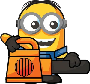 Minion_with_ Shopping_ Bag_and_ Credit_ Card PNG Image