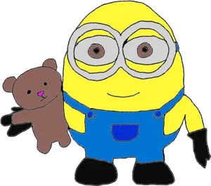 Minion_with_ Teddy_ Bear_ Clipart PNG Image