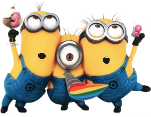 Minions_with_ Party_ Props PNG Image