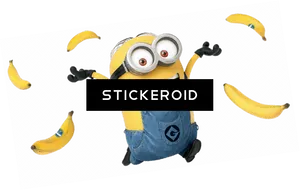 Minionwith Bananas Black Background PNG Image