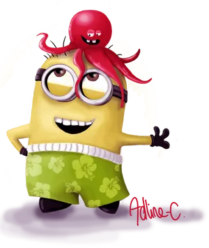 Minionwith Octopus Hat PNG Image