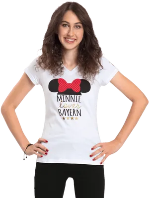 Minnie Loves Bayern Tshirt Woman Model PNG Image