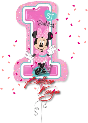 Minnie Mouse First Birthday Balloon PNG Image