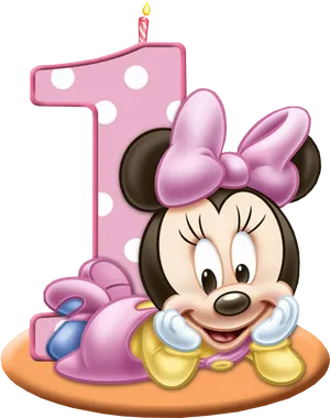 Minnie_ Mouse_ First_ Birthday_ Celebration PNG Image