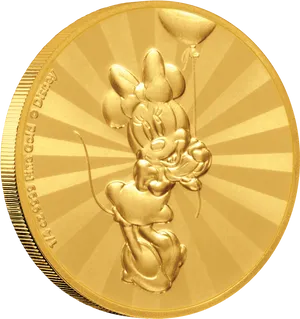 Minnie Mouse Gold Coin Collectible PNG Image