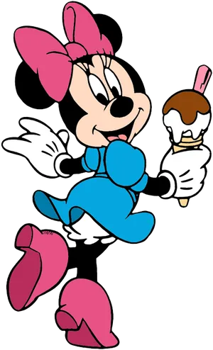 Minnie Mouse Holding Ice Cream PNG Image