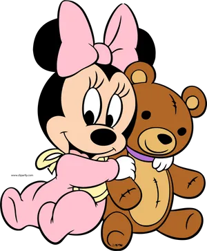 Minnie Mouse Hugging Teddy Bear PNG Image