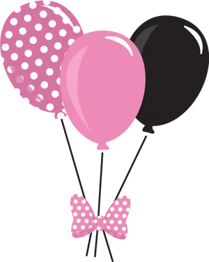 Minnie Mouse Inspired Balloonsand Bow PNG Image