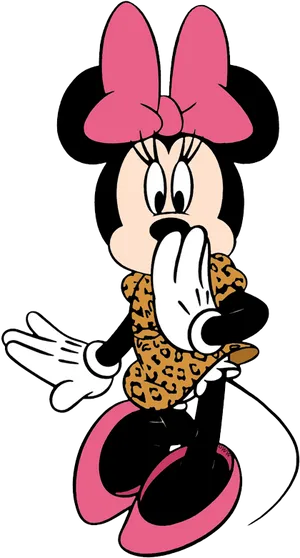 Minnie Mouse Leopard Print Outfit PNG Image