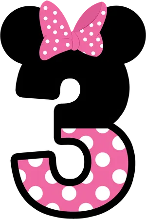 Minnie Mouse Number3 Graphic PNG Image