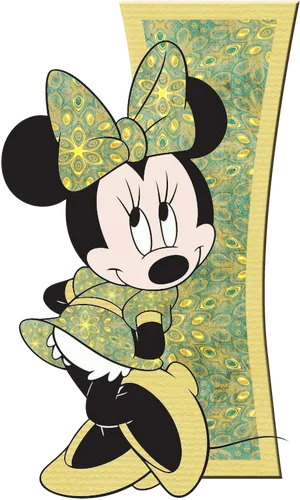 Minnie Mouse Peacock Pattern Bow PNG Image