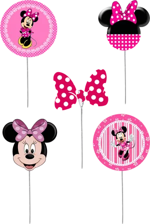 Minnie Mouse Pink Balloons PNG Image