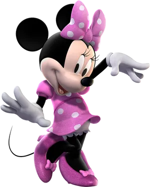 Minnie Mouse Pink Dress Polka Dots PNG Image