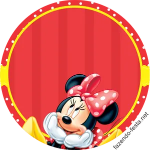 Minnie Mouse Red Background Circle PNG Image