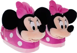 Minnie Mouse Slippers Pink Polka Dots PNG Image