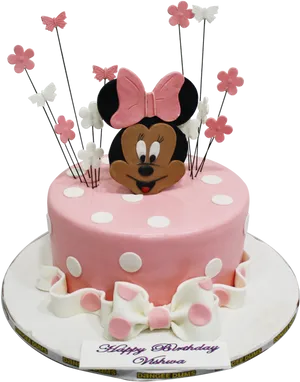 Minnie Mouse Themed Birthday Cake PNG Image