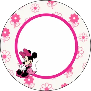 Minnie Rosa Floral Frame PNG Image