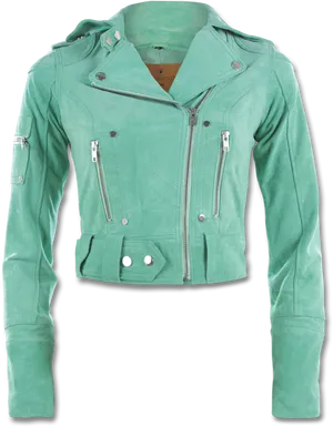 Mint Green Leather Jacket PNG Image