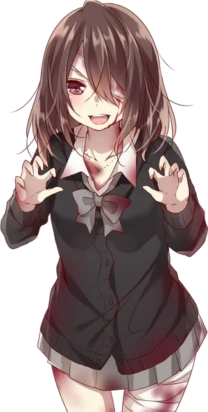 Mischievous Anime Girl Smirk PNG Image