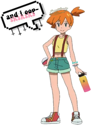 Misty Pokemon Character With Text Bubble PNG Image