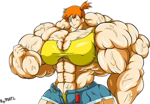 Misty Pokemon Muscular Parody Art PNG Image