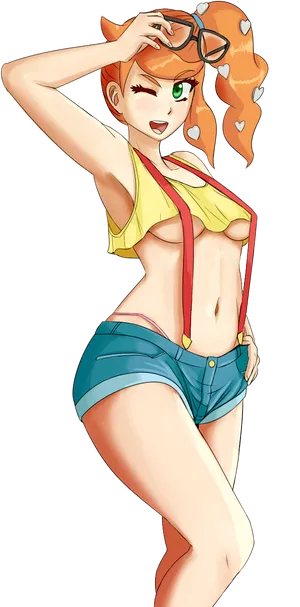 Misty Pokemon Summer Outfit Illustration PNG Image